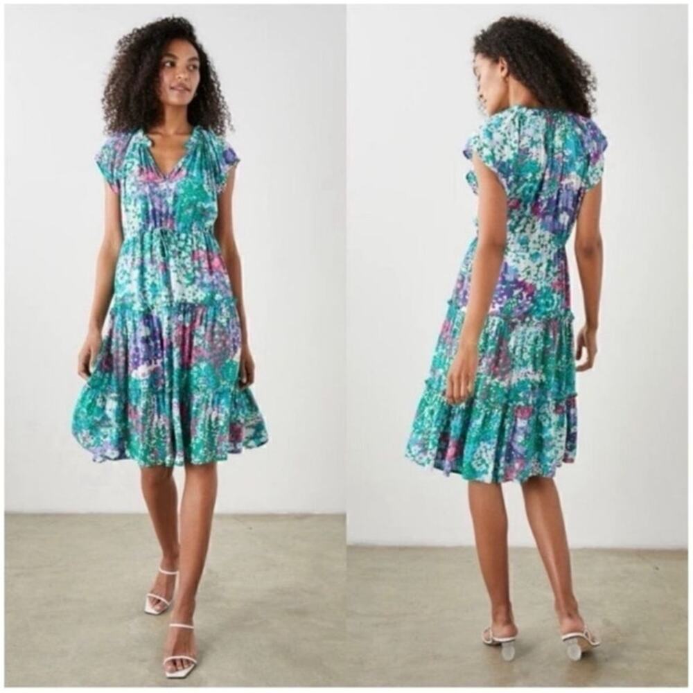 Rails Juni Floral Tie Waist Midi Dress - Gardenia Floral size medium MSRP$238